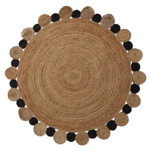 Bosie Rug Demir Jute Round Natural/Black D:152cm