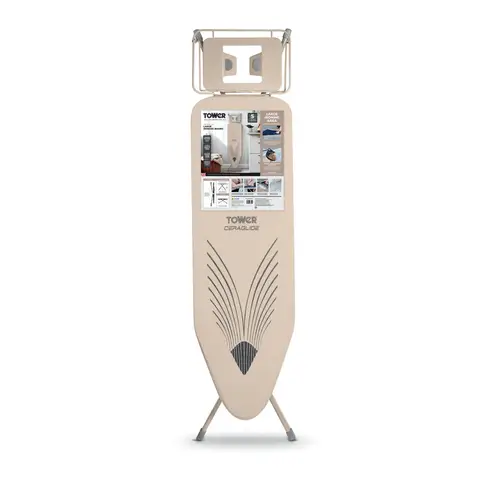 Tower Ceraglide Plus Large Ironing Board with Adjustable Height, Latte