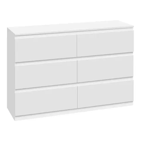 WOLTU Kommode mit 6 Schubladen, weiße Anrichte mit großer Kapazität, moderner Schubladenschrank für Wohnzimmer, Schlafzimmer & Kinderzimmer, 100x31x69 cm