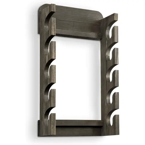 MyGift Wandhalterung aus grauem Holz mit 10 Haken für Hüte und Mäntel