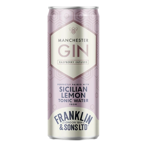 Franklin & Sons - Manchester Raspberry Infused Gin with Franklin & Sons Sicilian Lemon Tonic 5.5% abv - 12 x 250ml