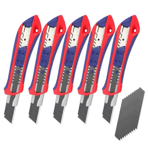 WORKPRO 5-Pack Snap-Off Universalmesser 20-Pack 18mm Klingen ausziehbarer Kartonschneider