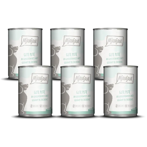 MjAMjAM Gute Pute an gekochtem Reis mit gedämpfter Zucchini 6 x 400 g