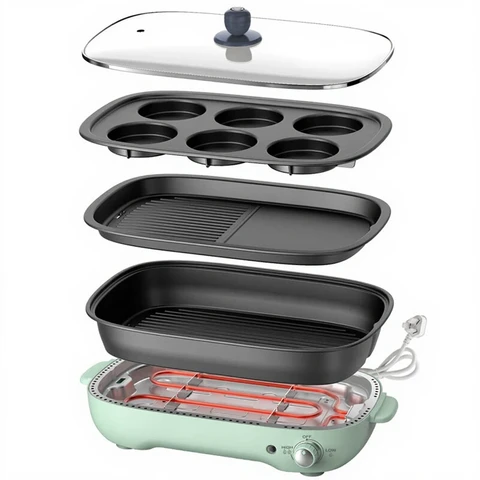 Bear Appareil de cuisson multifonction 1200-1400 W avec plaque amovible et réglage continu de la température