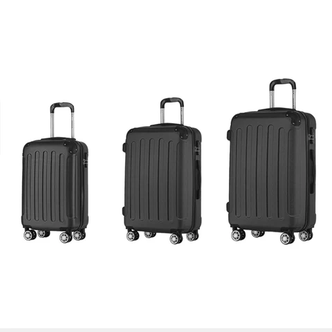 ochama Black Luggage 3-Piece Set, Silent Universal Wheels, Combination Lock, Wear-resistant & Compression Resistant, 20+24+28 Inch, Budget airline friendly | Short journey | Family outing