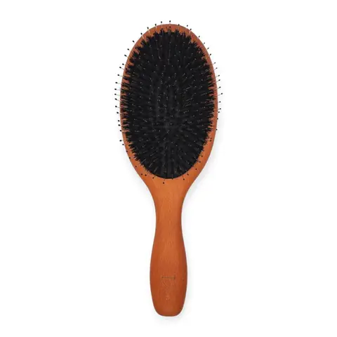 Noix de Coco South Korean Large Mixed Boar Bristle Hair Brush Cushion Paddle Beechwood Handle Anti Frizz Detangling Smoothing Brush for Long Thick Hair Scalp Massage Natural Shine Women Men