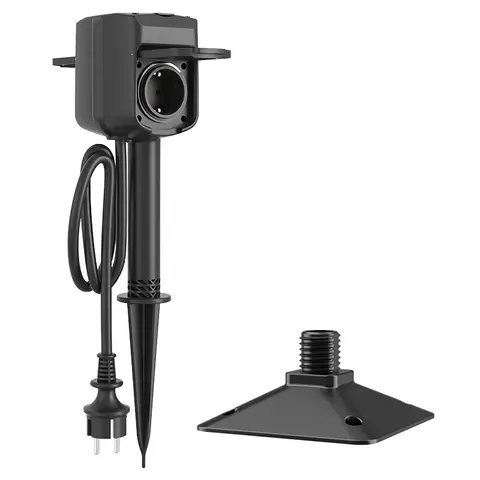 Woox Gartensteckdose WiFi 2-fach Außensteckdose mit Erdspieß IP44 wasserdicht 3680 W, kompatibel mit Alexa-Sprachsteuerung, 1,4 m Kabel, 230 V, nur für den Außenbereich, 2,4 GHz WiFi