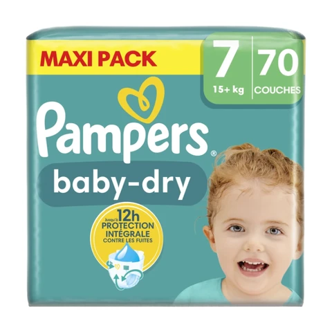 PAMPERS Baby Dry Maxi T7 - 70 pièces