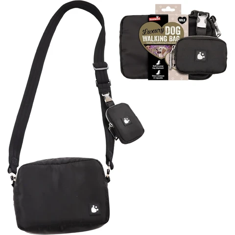 Rosewood Portable Dog Treat Storage Bag for Walks & Travel Black