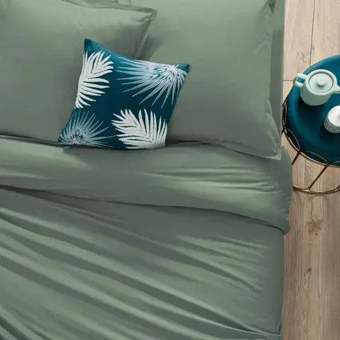 Housse de couette 1 personne 140 x 200 cm coton céladon