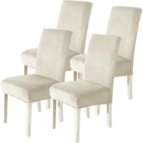 YSTYLE Dining Chair Covers Seat, Chair Slipcover for Dining Room, 4 Pieces, YHR, Beige