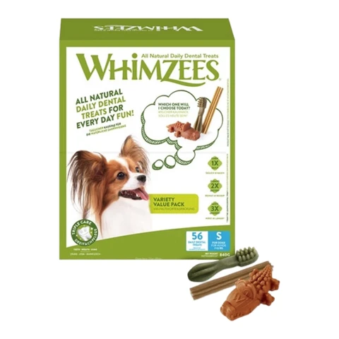 Whimzees Vielfaltsvorteilspackung Zahnkauartikel für Hunde S (7-12 kg) 56 Stück 840 g