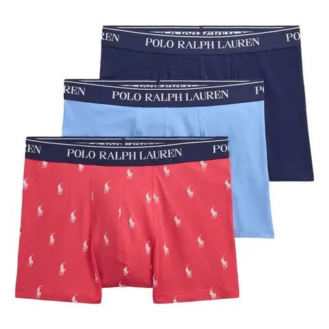 Ralph Lauren Classic Stretch-Cotton Trunk 3-Pack - Navy/Blue/Red AOPP