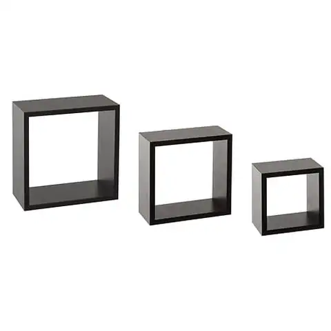 Wall Shelf Cube Black Small Set of 3