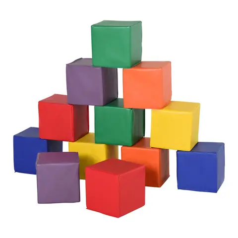 HOMCOM 12 Piece Soft Play Foam Blocks Toy Building Stacking Compliant Learning Toys for Toddler Baby Kids Preschool Multi-col