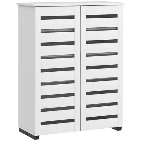 HOMCOM Narrow Shoe Cabinet for Entryway, 5-Tier Slim Shoe Storage Cabinet White