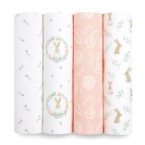 Aden + Anais Essentials Cotton Muslin Swaddles 4 Pack Blushing Bunnies