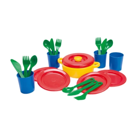 Dantoy Plastic Pretend Play Dinner set in net 