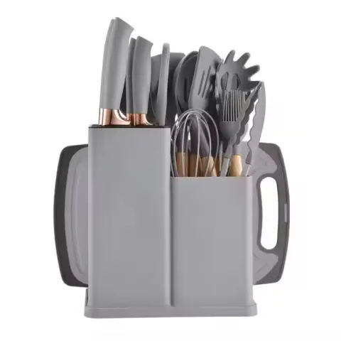 19pcs kitchen knife and silicone kitchenware set