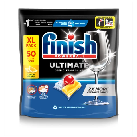 Finish Ultimate Deep Clean & Shine Dishwasher Tablets Lemon - 50 Tabs
