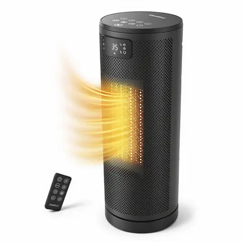 OmniHeat Radiateur Soufflant Céramique 1800W avec Télécommande, 4 Modes de Chauffage & Mode Éco, Minuterie 24 h, Thermostat Réglable 5–35 °C, Chauffage Oscillant, Protections de Sécurité