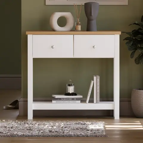 Vida Designs Console Table Arlington 2 Drawers White/Oak Effect