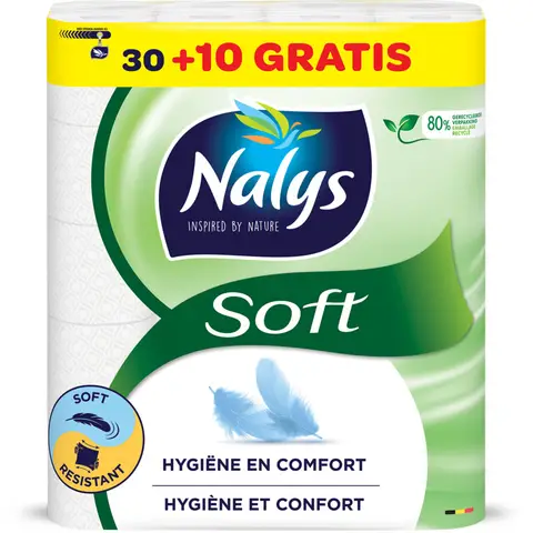Nalys Soft Wit Toiletpapier 2 Lagen 40 Rollen