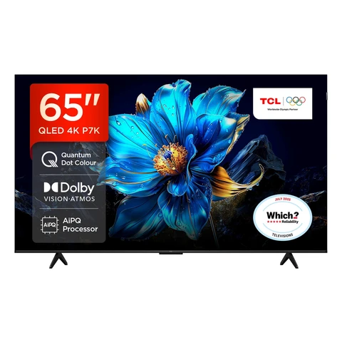 TCL 65P7K 65” QLED, Direct LED TV, 4K HDR TV, Smart TV Powered by Google TV (Dolby Vision & Atmos, Motion clarity, Hands-Free Voice Control, compatible with Google Assistant & Alexa)