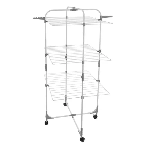 JVL Three Tier Foldable Laundry Washing Clothes Drying Rack - White