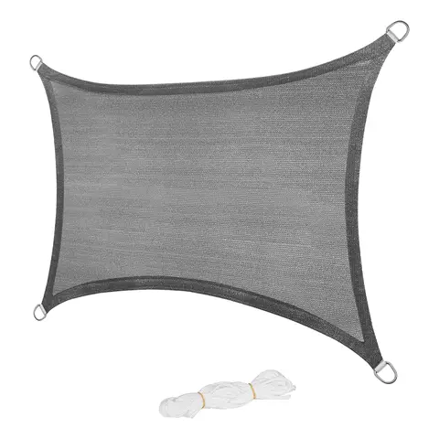 Laneetal rechteckiges Sonnensegel 3 x 4 m, atmungsfähiger HDPE-Sonnenschutz für Gärten/Balkone/Terrassen, Grau