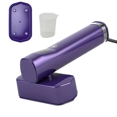 Défroisseur à main pour vêtements violet réservoir d'eau 100 ml poignée pivotante à 90° avec repose-chauffant résistant à la chaleur, température de repassage 145 °C pour les vêtements Violet