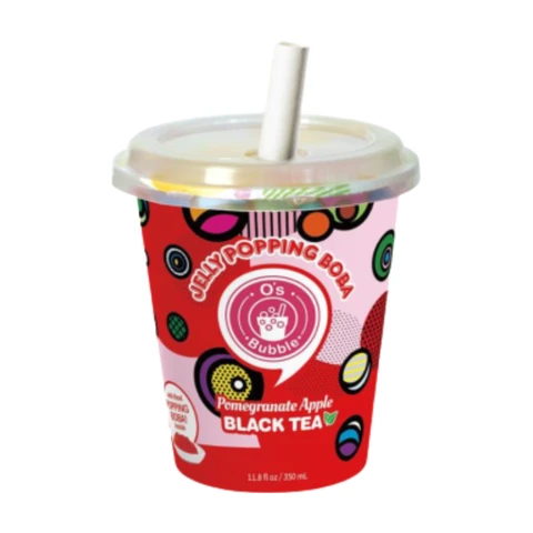 O'S BUBBLE Bubble Tea Popping Boba Cup Grenade Pomme 350Ml