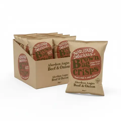 Brown Bag Crisps Aberdeen Angus Beef and Onion 20 x 40g
