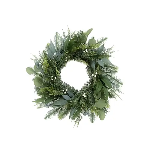 Daisy Darcy 50cm Foliage Eucalyptus Wreath with Mini Cones and White Berries