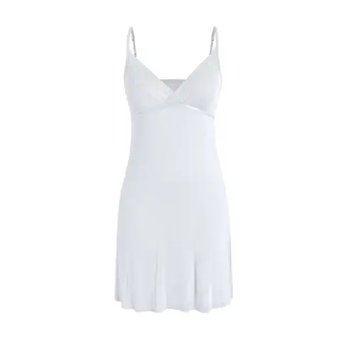 IZURIA collar wide lace v-neck  white suspender dress  L