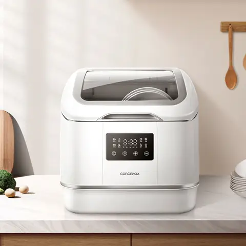 GORGENOX Lave-vaisselle de table, 3 ensembles, sans installation, désinfection à haute température, lavage, séchage et rangement intégrés, lavage aux fruits et légumes à l'oxygène actif, lave-vaisselle domestique de petite taille DW4-D30A
