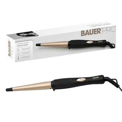 Bauer Tourma Pro Coated Curling Wand – Tourmaline Barrel, Fast Heat Up – Gold, 38870
