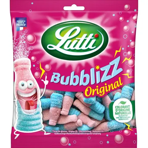 Bonbons Bubblizz piquants Lutti, sachet de 300g