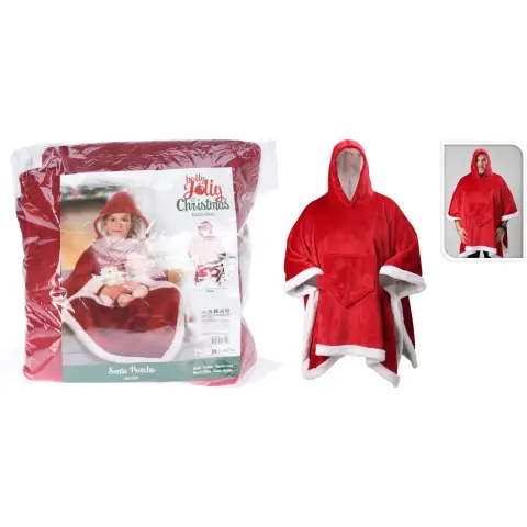 XMAS PONCHO ADULTS RED WHITE