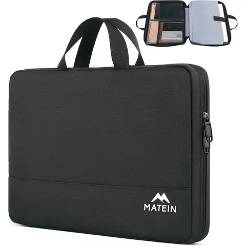 MATEIN Laptop-Tasche für 15-15,6 Zoll, wasserdicht, Schutz-Tasche mit Griff, Notebook/PC-Hülle, Lenovo, HP, Acer, Chromebook, Dell, Schwarz
