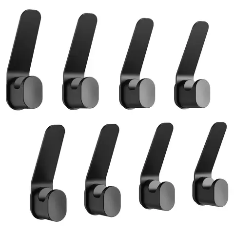 KAPANOU Lot de 8 crochets muraux double face en métal robuste, crochets décoratifs modernes en aluminium pour suspendre manteaux, serviettes et chapeaux (noir), Vente de fin d’année,