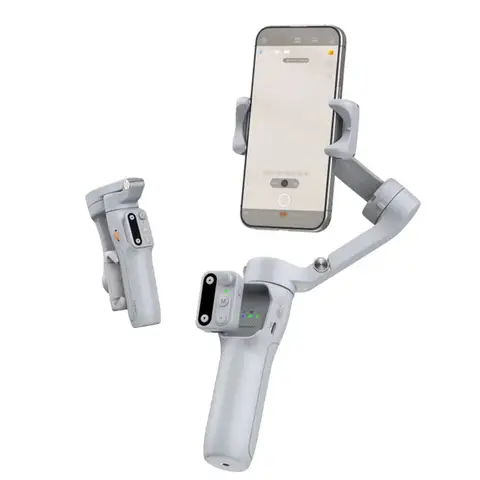 hohem Smartphone Gimbal Stabilizer – 3-Axis Anti-Shake, Detachable Remote Control, 11H Battery, Portable Foldable Design, Gray
