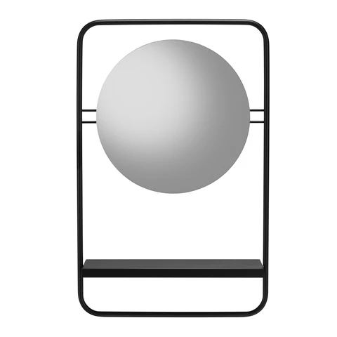 Croydex Mirror Furzton Round Shelf Storage Black 41.3x64.2cm