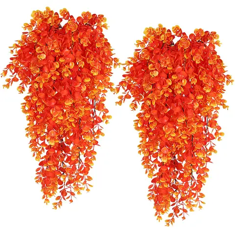 Yuejia Lot de 2 bouquets de feuilles artificielles à suspendre 76 cm - Orange