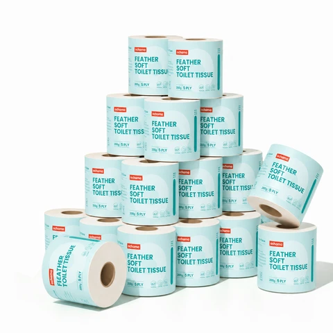 ochama Federweiches Toilettenpapier, Fünf-lagige Verstärkte Rollen mit Kern, Rollen Toilettenpapier, Badezimmerpapier, 200g * 27 Rollen, Familienpackung