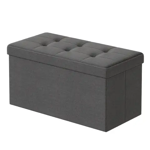 Ochama opbergbank, 38x76x38 cm, voeteneindbank, opbergbox, geschikt voor woonkamer, slaapkamer, hal, donkergrijs