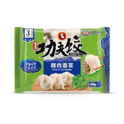 KUNGFU Pork & Coriander Dumplings 400g 功夫水饺-猪肉香菜 400g