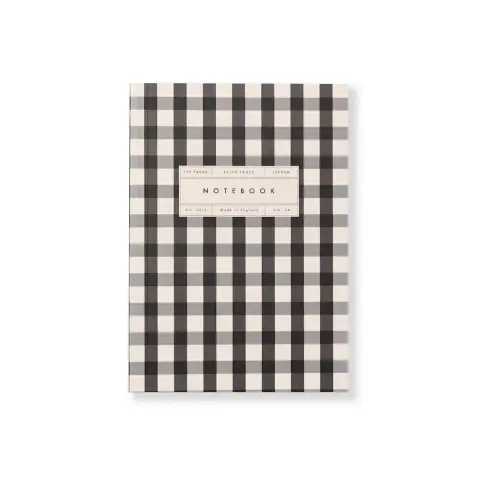 Katie Leamon A5  Notebook Lined Paper 100GSM Gingham Black & Cream