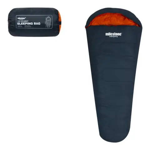 Milestone Mummy Sleeping Bag - Single - 2 Seasons - Charcoal