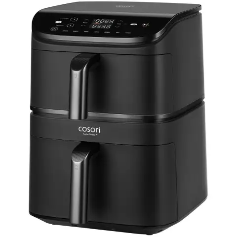 COSORI Heißluftfritteuse Cosori Turbo Tower CAF-DC121 mit vertikaler Doppelkammer 2 DC-Motoren, 7 Funktionen, 10,8L (4,3l + 6,5l)